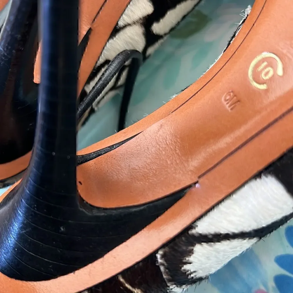 10 Crosby Derek Lam Animal Print Hair On Lace Up Heels 6 - Picture 6 of 13